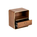 Modern Walnut Nightstand with Open Shelf and Drawer