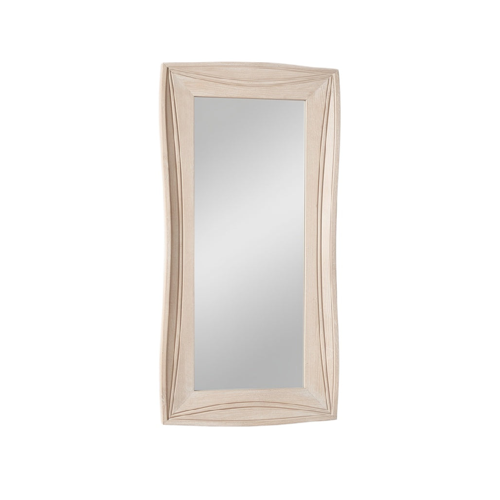 Sleek Modern Rectangular Wall Mirror with Wavy Frame Design